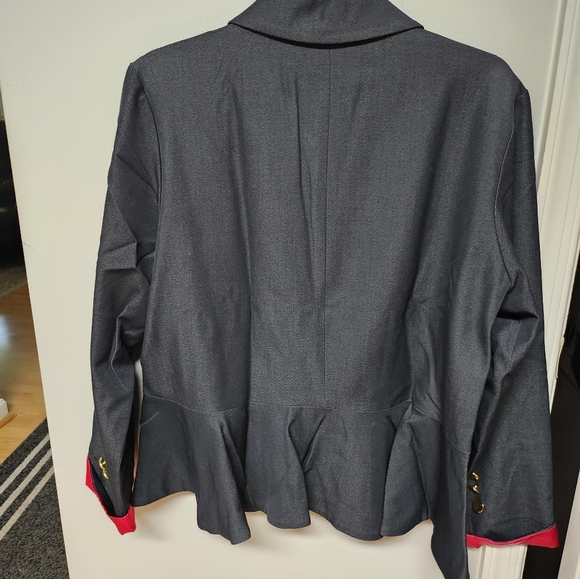 Beautiful Iman peplum jacket, black/dark navy w/pink lining, size 1X, NEW - Picture 5 of 5